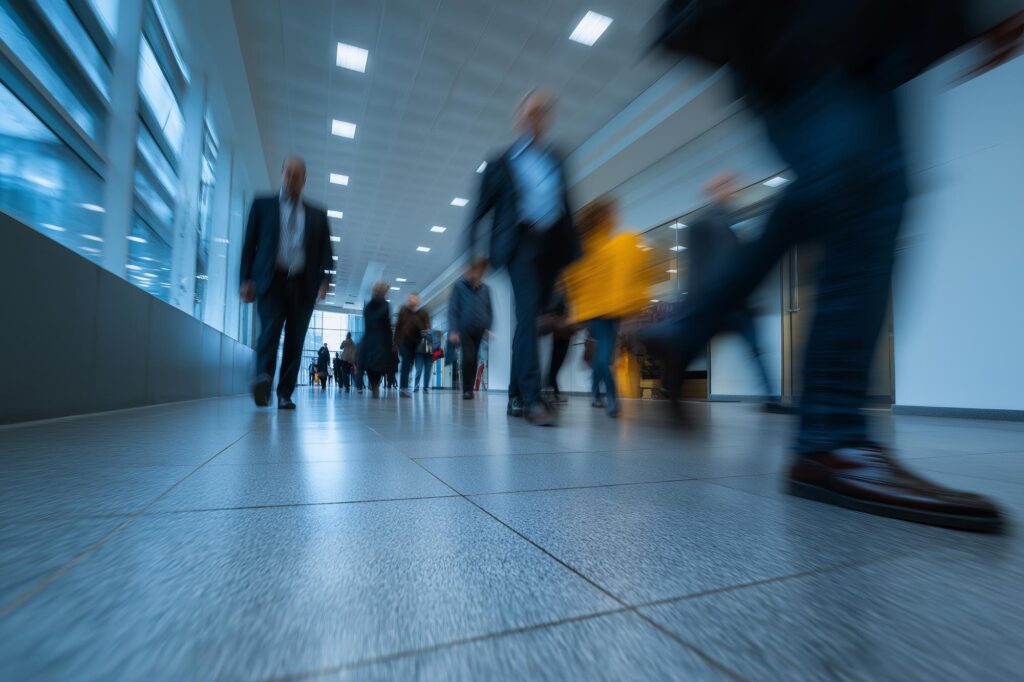 M&A transactions - Busy airport corridor with blurred motion
