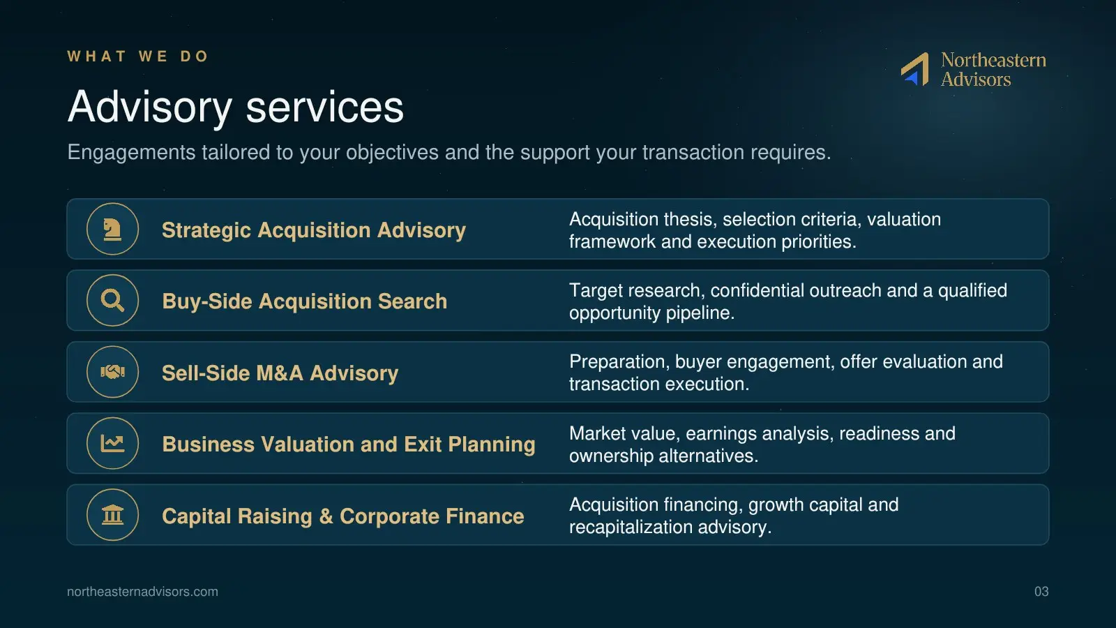 NEA Brochure page 3: Advisory services