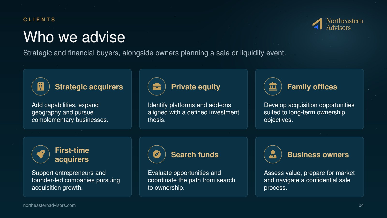 NEA Brochure page 4: Who we advise