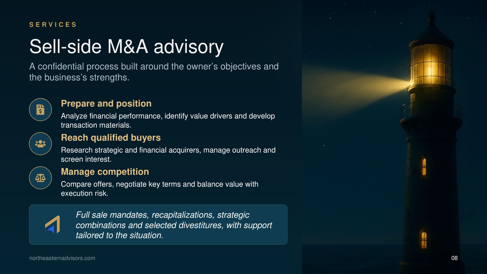 NEA Brochure page 8: Sell-side advisory