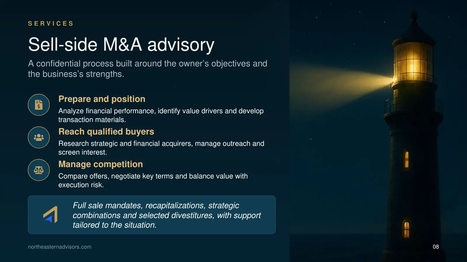 NEA Brochure page 8: Sell-side advisory